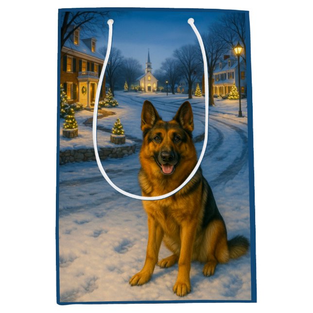 Bolsa De Regalo Mediana German Shepherd Holiday  (Anverso)
