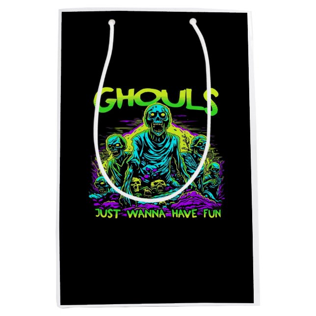 Bolsa De Regalo Mediana Ghouls solo quiere divertirse - Halloween Sloth De (Anverso)