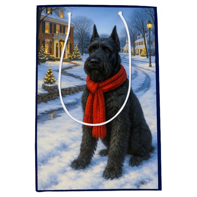 Bolsa De Regalo Mediana Giant Schnauzer Holiday  (Anverso)