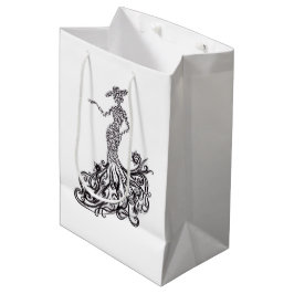 Bolsa De Regalo Mediana Gif de papel de arte de línea de silueta de dama d