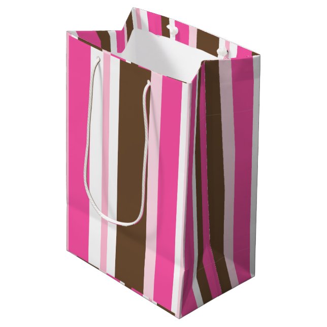 Bolsa De Regalo Mediana Gift Bags Brown & Pink Stripe  (Angulo Anverso)