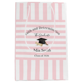 Bolsa De Regalo Mediana Gift Bags Pink White Stripe Graduation 2026