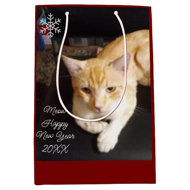 Bolsa De Regalo Mediana Ginger Cat Photo Text Customize (Anverso)