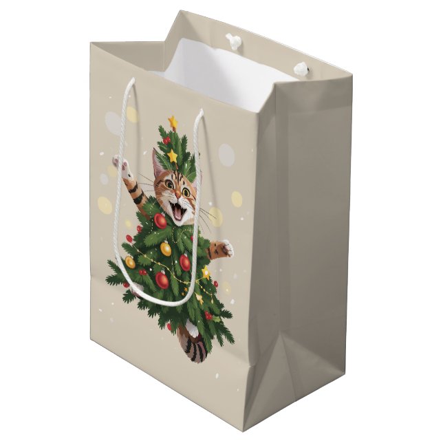 Bolsa De Regalo Mediana Ginger Naranja Cat Árbol navideño lindo navidad na (Angulo Anverso)