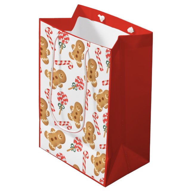 Bolsa De Regalo Mediana Gingerbread Man Candy Cane Lollipop (Angulo Anverso)