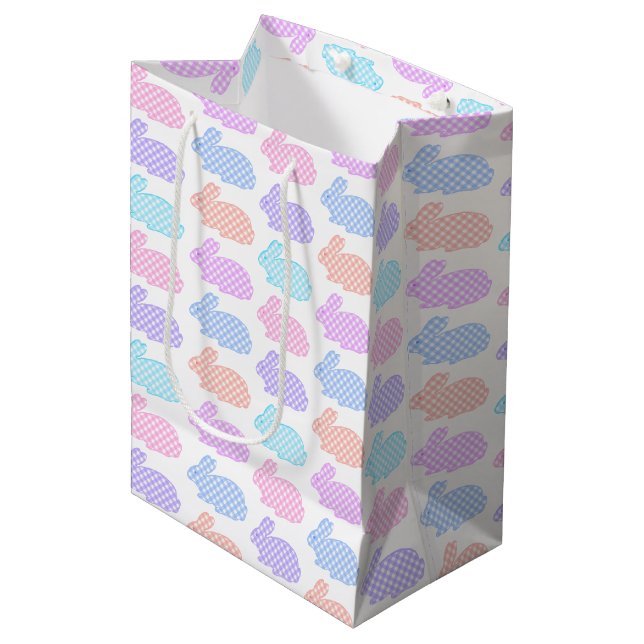 Bolsa De Regalo Mediana Gingham Easter Bunny Pattern (Angulo Anverso)
