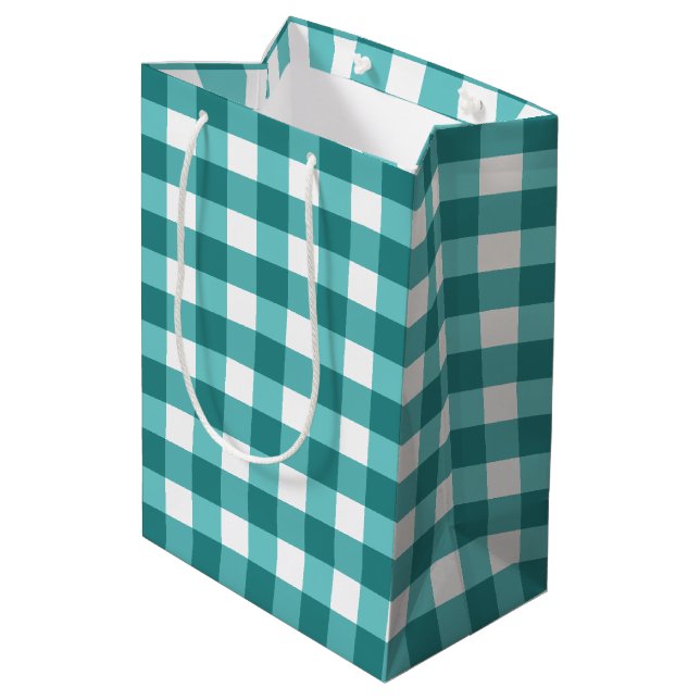 Bolsa De Regalo Mediana gingham verde azulada (Angulo reverso)