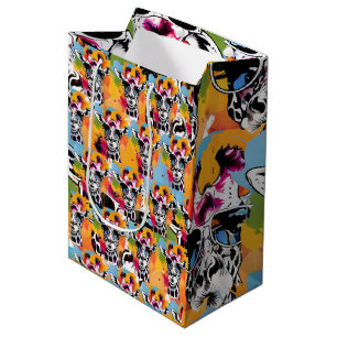 Bolsa De Regalo Mediana Giraffa de color lindo con gafas de sol salpicadas