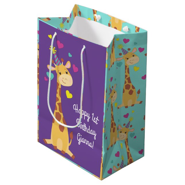 Bolsa De Regalo Mediana Giraffe Birthday (Angulo Anverso)