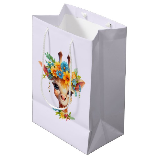 Bolsa De Regalo Mediana Giraffe cutánea con corona floral (Angulo Anverso)