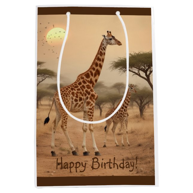 Bolsa De Regalo Mediana Giraffe en África (Anverso)