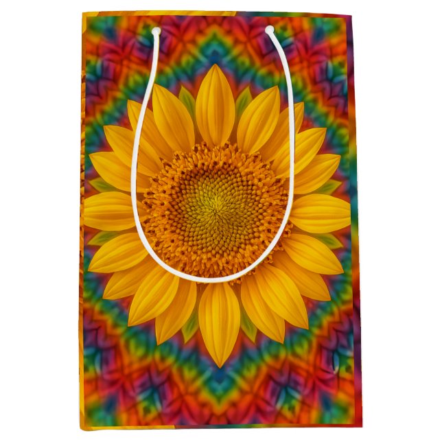 Bolsa De Regalo Mediana Girasol caleidoscopio  (Anverso)