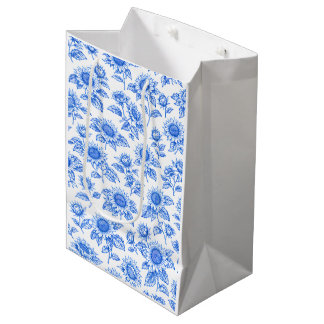 Bolsa De Regalo Mediana Girasoles elegantes Toile du Jouy – Botánico Azul