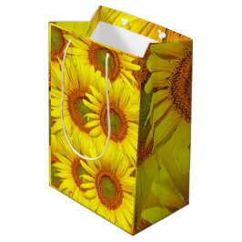 Bolsa De Regalo Mediana Girasoles Rústico País Floral Verano Amarillo