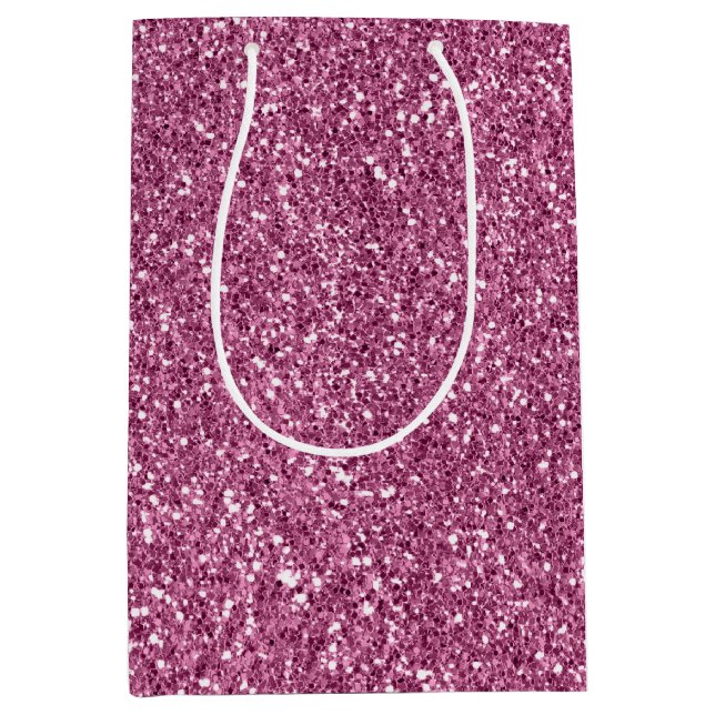 Bolsa De Regalo Mediana Girly Glitzy Purpurina Rosa (Anverso)