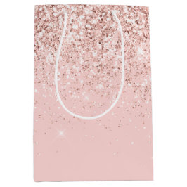 Bolsa De Regalo Mediana Girly Rubor Pink Sparkle Purpurina