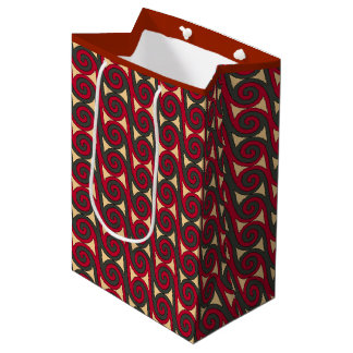 Bolsa De Regalo Mediana Giro de cuchara en rojo, verde y oro