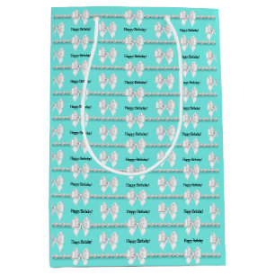 Bolsa De Regalo Mediana Glam Aqua Tiffany Tema Bougie Feliz cumpleaños