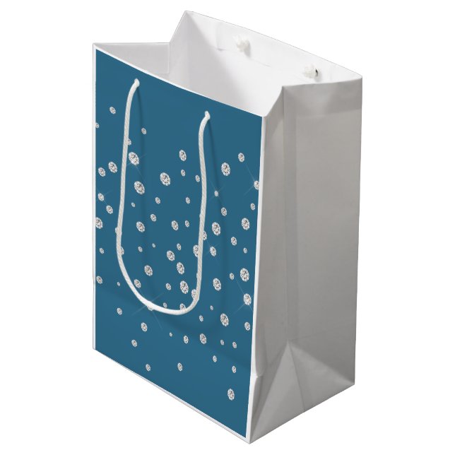 Bolsa De Regalo Mediana Glam Blue Diamonds Bridal Shower (Angulo Anverso)