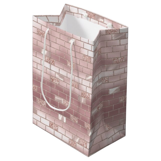 Bolsa De Regalo Mediana Glam Blush Pink Bricks Despedida de soltera  (Angulo Anverso)