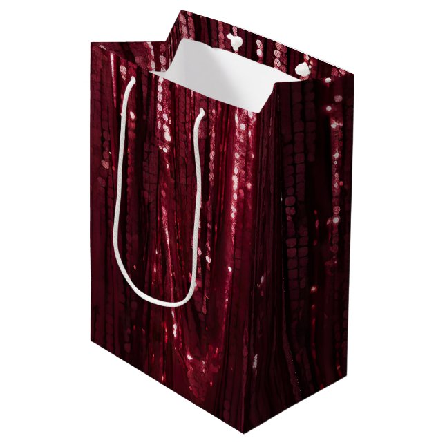 Bolsa De Regalo Mediana Glam Burgundy Red Glitzy Boda (Angulo Anverso)
