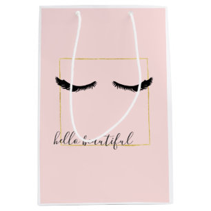 Bolsa De Regalo Mediana Glam de los ojos amarillentos rosados de Rubor