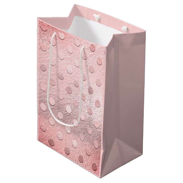 Bolsa De Regalo Mediana Glam Pink Metallic Purpurina Sparkle (Angulo Anverso)