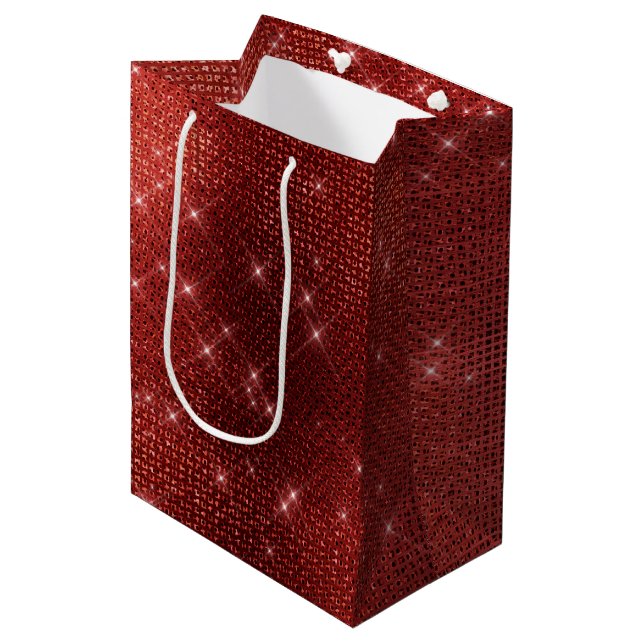 Bolsa De Regalo Mediana Glam Red Sparkle (Angulo Anverso)