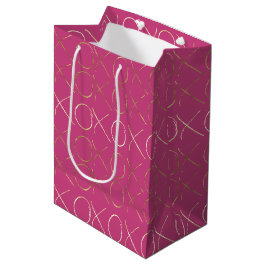 Bolsa De Regalo Mediana Glam XOXO de Oro Rosa bonito