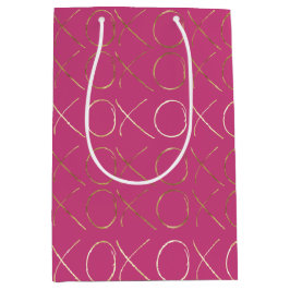 Bolsa De Regalo Mediana Glam XOXO de Oro Rosa bonito