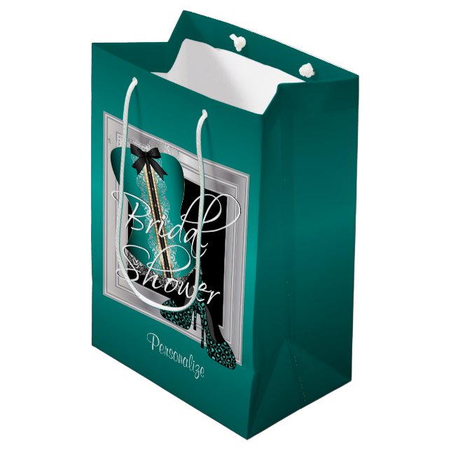 Bolsa De Regalo Mediana Glamorosa Lingerie Bridal Shower | Mint Green (Angulo Anverso)