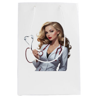 Bolsa De Regalo Mediana Glamorous Doctor with Heart Stethoscope – Elegant 