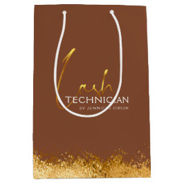 Bolsa De Regalo Mediana Glamorous Gold & Brown Lash Tech