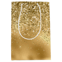 Bolsa De Regalo Mediana Glitzy Gold Glam Purpurina Sparkle   