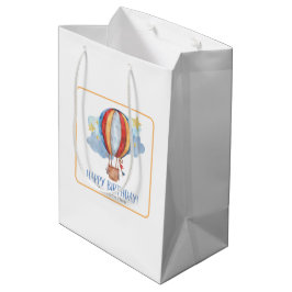 Bolsa De Regalo Mediana Globo aerostático rojo azul estrellas niños feliz 