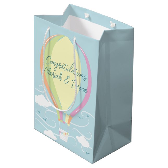 Bolsa De Regalo Mediana Globo de aire caliente Baby Shower Rainbow (Angulo reverso)