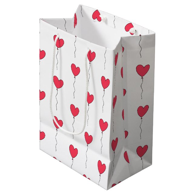 Bolsa De Regalo Mediana Globos de Corazón (Angulo Anverso)