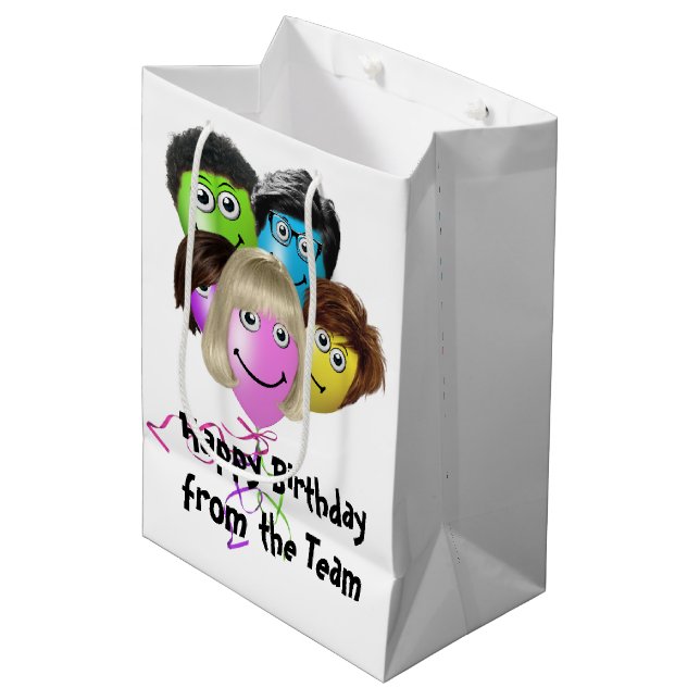 Bolsa De Regalo Mediana Globos de cumpleaños de personas divertidas (Angulo Anverso)