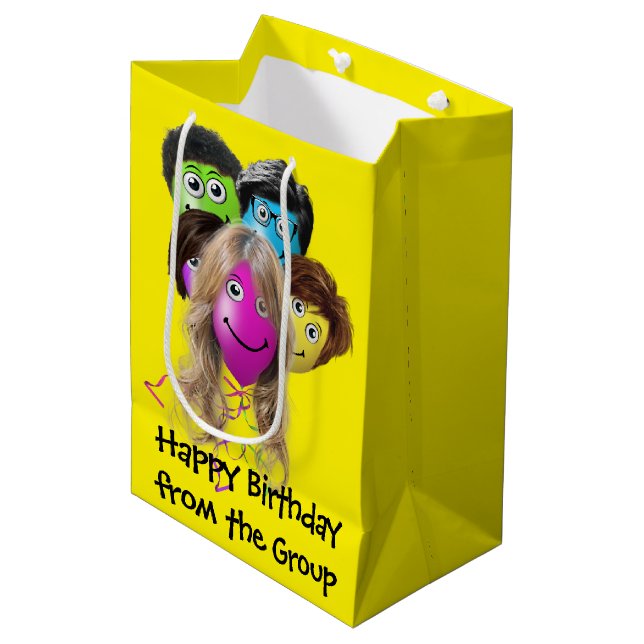 Bolsa De Regalo Mediana Globos de cumpleaños de personas divertidas (Angulo Anverso)