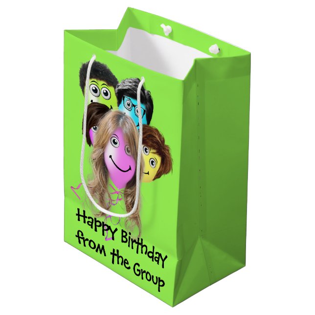 Bolsa De Regalo Mediana Globos de cumpleaños de personas divertidas (Angulo Anverso)