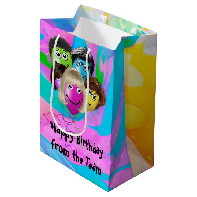 Bolsa De Regalo Mediana Globos de cumpleaños de personas divertidas (Angulo Anverso)