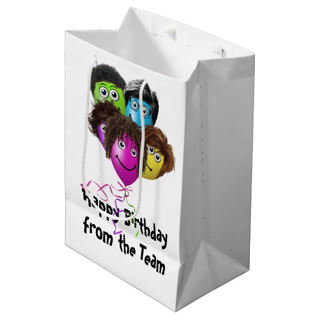 Bolsa De Regalo Mediana Globos de cumpleaños de personas divertidas (Angulo Anverso)
