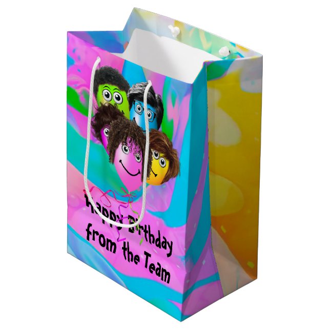 Bolsa De Regalo Mediana Globos de cumpleaños de personas divertidas (Angulo Anverso)