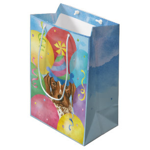 Bolsa De Regalo Mediana Globos de cumpleaños Puntero alemán de cortometr