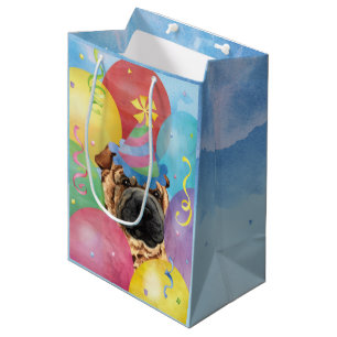 Bolsa De Regalo Mediana Globos de cumpleaños Shar-Pei chino