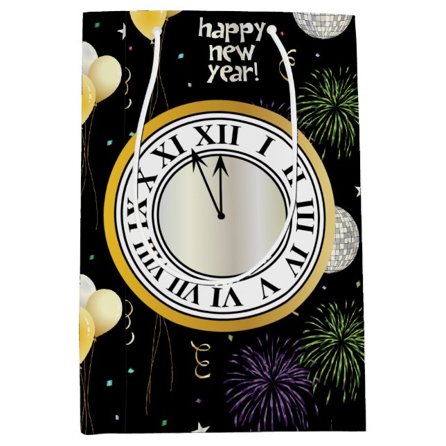 Bolsa De Regalo Mediana Globos de fiesta de Año Nuevo (Anverso)