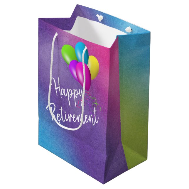 Bolsa De Regalo Mediana Globos De Jubilación Sobre El Arcoiris (Angulo Anverso)