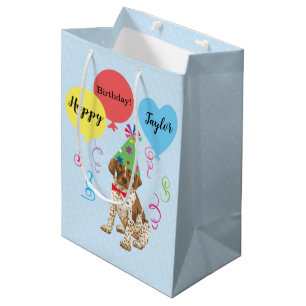 Bolsa De Regalo Mediana Globos de la fiesta del cumpleaños, póster alem