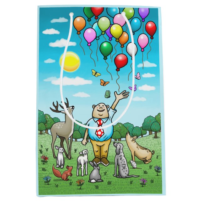 Bolsa De Regalo Mediana Globos y cumpleaños, ¡la pareja perfecta! (Anverso)