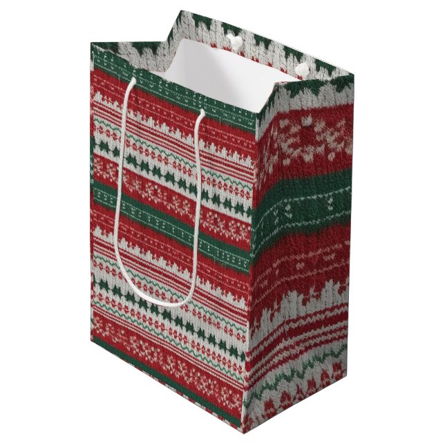 Bolsa De Regalo Mediana Gloriosos Navidades feos suéteres diseño (Angulo Anverso)